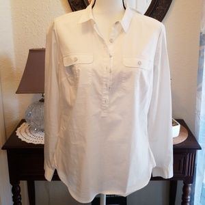 Cato button up long sleeve blouse white
